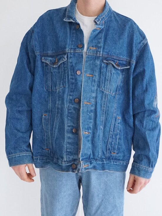 Other - Vintage Three Rivers Blue Eagle Flag USA Embroidered Collectors Denim Jacket 2XL